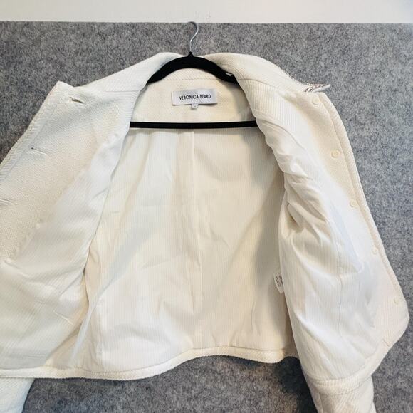 Veronica Beard Jacket Womens 12 Ivory Tweed Trim Makayla Gold Button Blazer - Picture 9 of 14